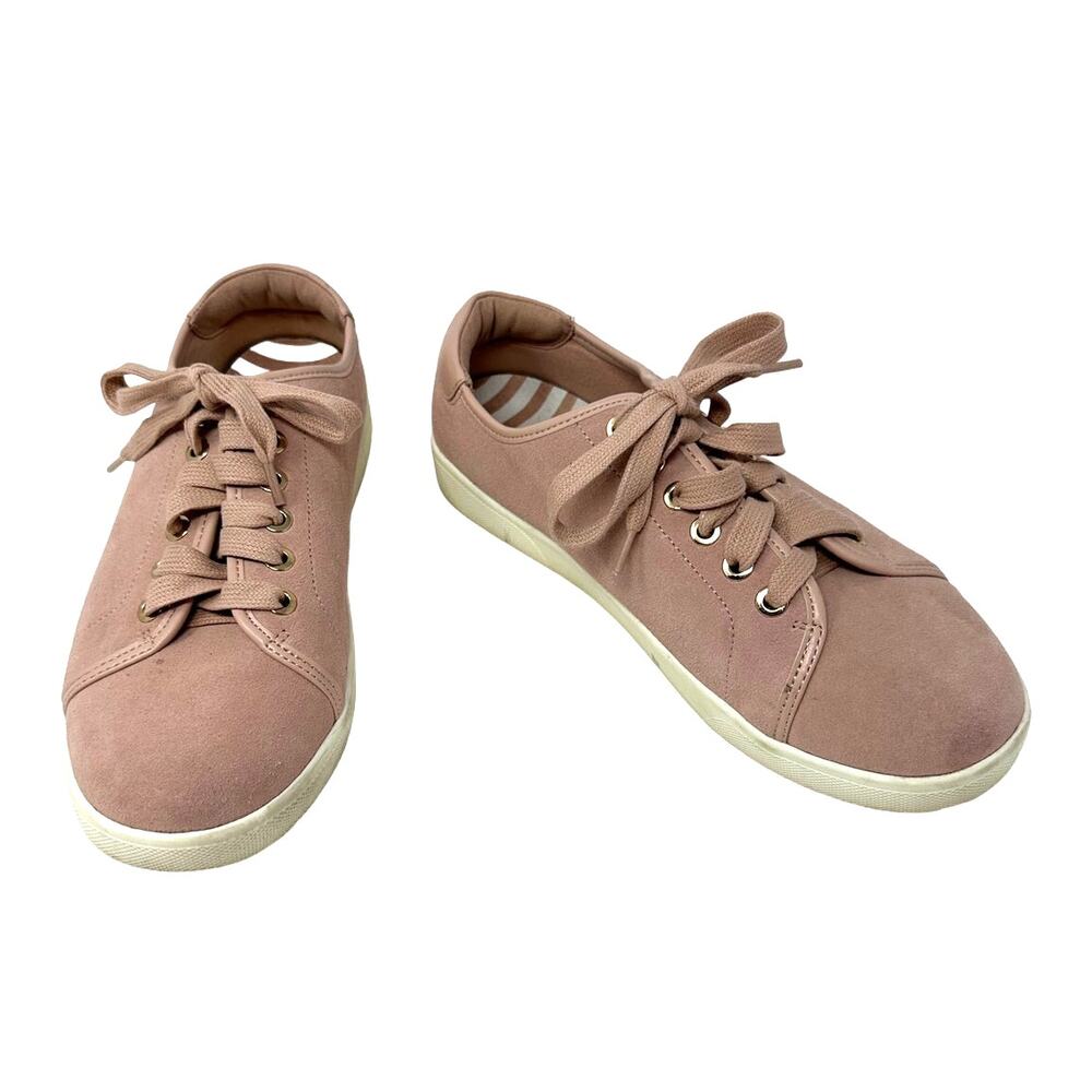 Vionic Size 7.5 Sneakers Pink Lace Up Flats Casual Pastel Preppy Cottagecore